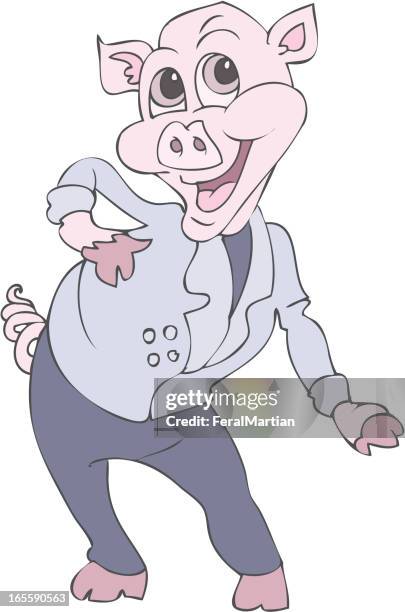 pig suit - fat cat stock illustrations