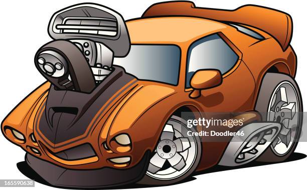 cartoon muscle car - drag racing stock illustrations