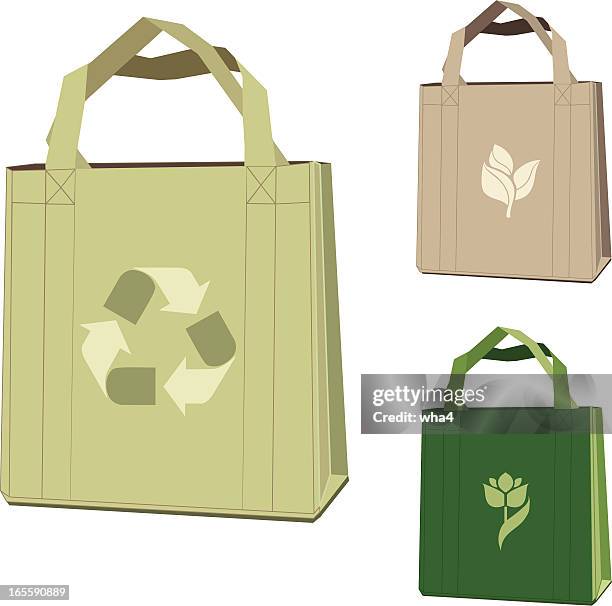 stockillustraties, clipart, cartoons en iconen met illustration of three cloth bags - herbruikbare tas