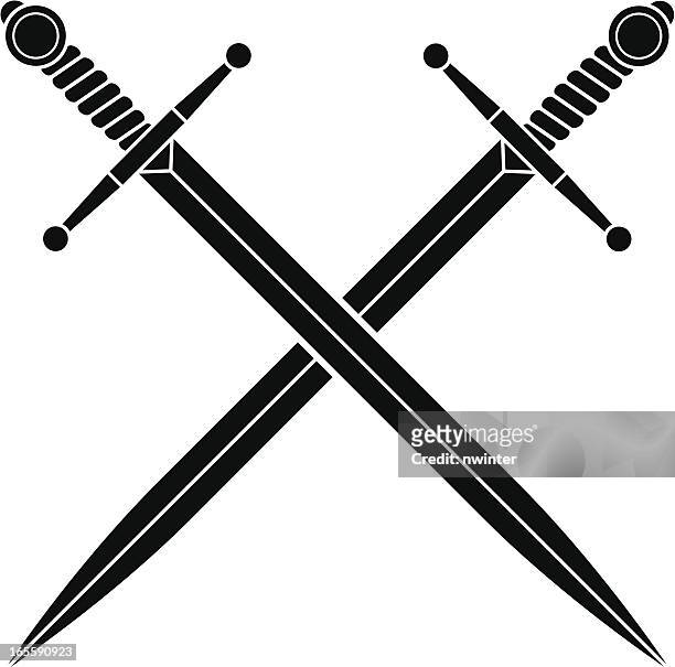 einfache überkreuzten schwertern - swords stock-grafiken, -clipart, -cartoons und -symbole