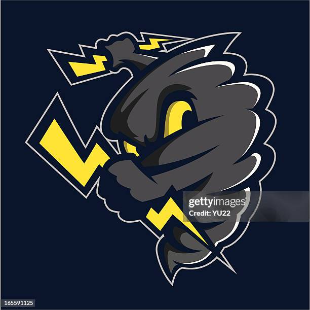 tornado-maskottchen - sports logo stock-grafiken, -clipart, -cartoons und -symbole