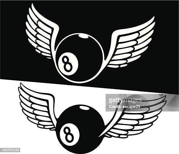 eight with wing - eight ball stock illustrations
