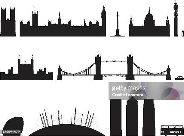 incredibly detailed london buildings - london tower bridge stock illustrations