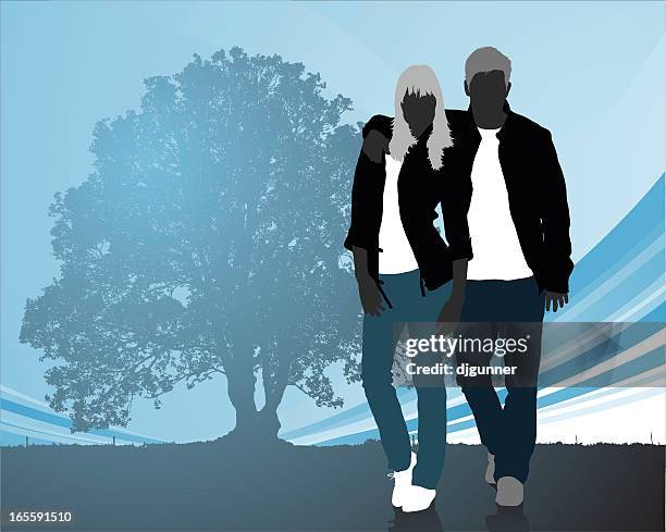 afternoon stroll - skinny jeans stock illustrations