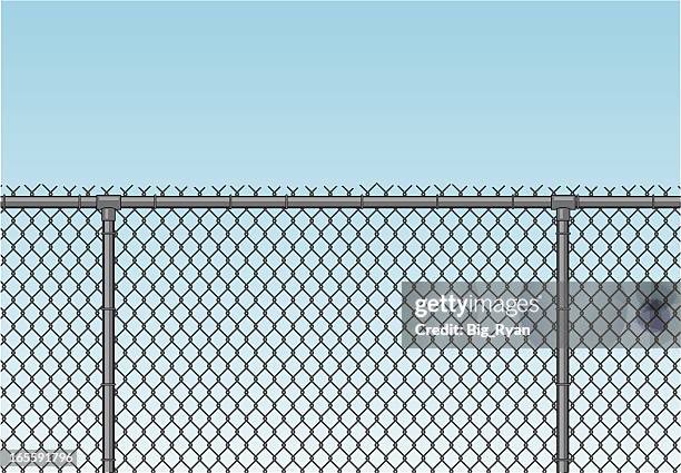 chain link fence - wire mesh fence stock illustrations