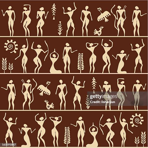 ilustraciones, imágenes clip art, dibujos animados e iconos de stock de aire libre (continuo - pintura rupestre