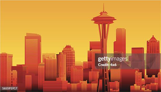 seattle - seattle space needle day stock illustrations