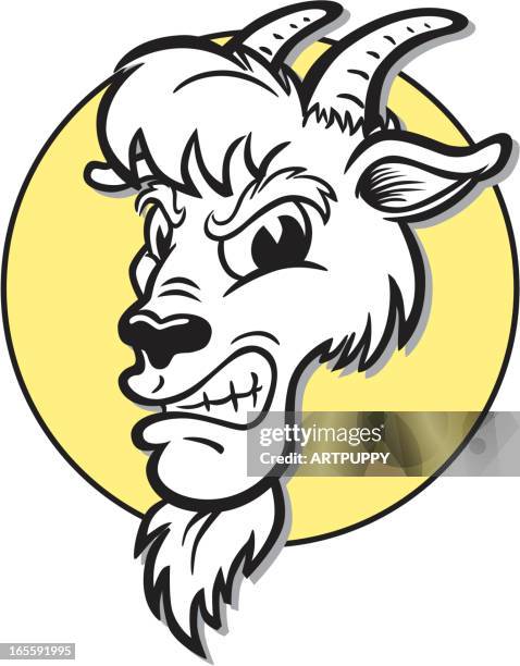 wütende goat-maskottchen - widder stock-grafiken, -clipart, -cartoons und -symbole