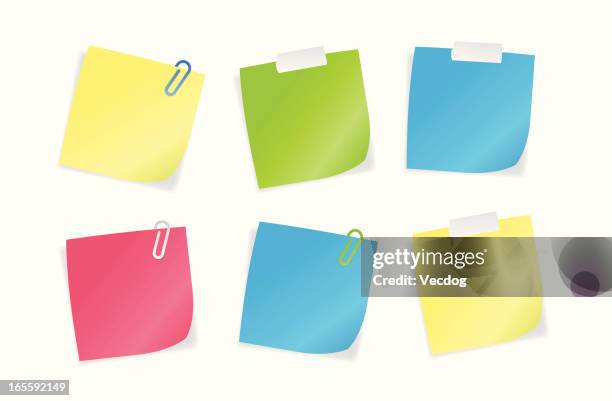 sticky notes - green post it notes stock illustrations