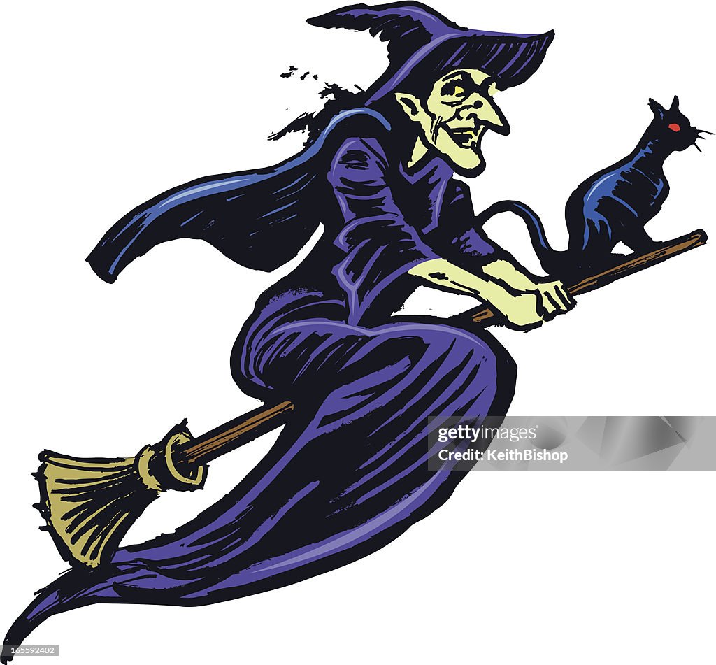 Witch And Black Cat Halloween High-Res Vector Graphic - Getty Images