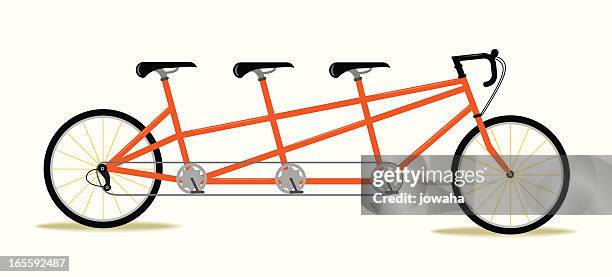 three seat bicycle - tandem stock illustrations