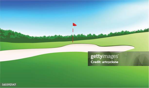 green golf field - sandbar stock illustrations