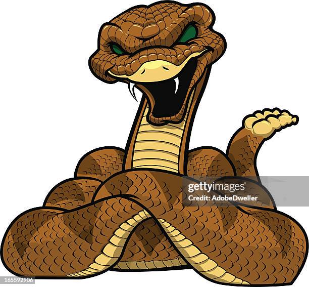 ilustraciones, imágenes clip art, dibujos animados e iconos de stock de serpiente de cascabel mascot - escama