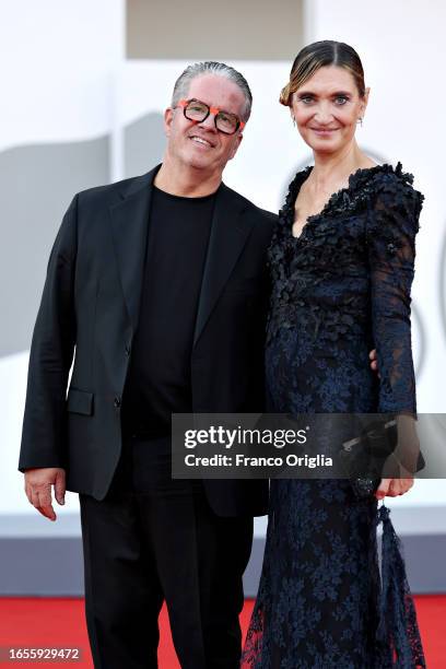 Ernst Knam and Alessandra Mion attend a red carpet for the movie "Maestro" at the 80th Venice International Film Festival on September 02, 2023 in...