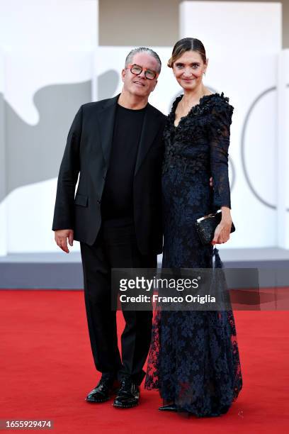 Ernst Knam and Alessandra Mion attend a red carpet for the movie "Maestro" at the 80th Venice International Film Festival on September 02, 2023 in...