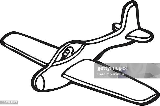 model plane line art - model airplane stock illustrations