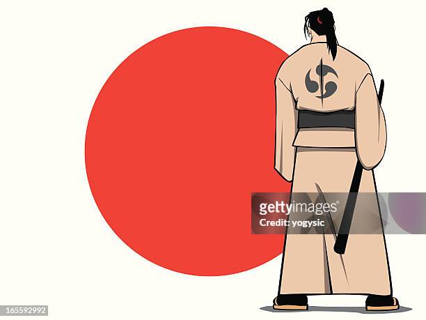 ilustraciones, imágenes clip art, dibujos animados e iconos de stock de plantean volver de samurai - anime