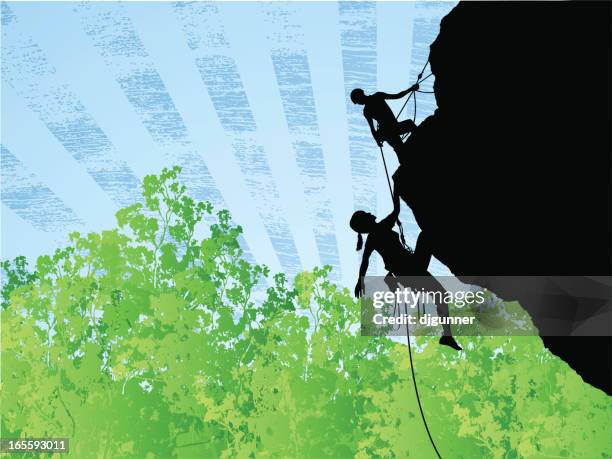 strive to achieve - rock wall climbing stock illustrations