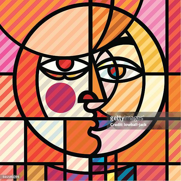 keep your face to the sun - cubisme stock illustrations