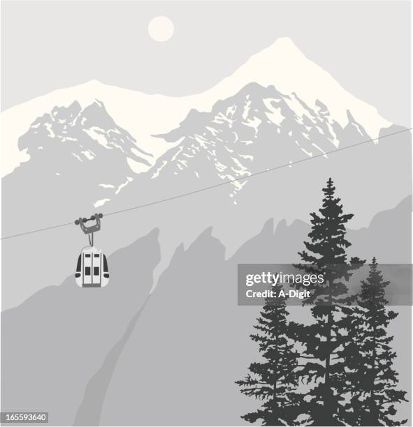 lift vector silhouette - cable car stock illustrations