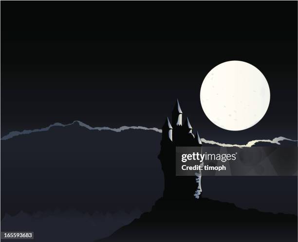 spooky castle night - castle background stock illustrations