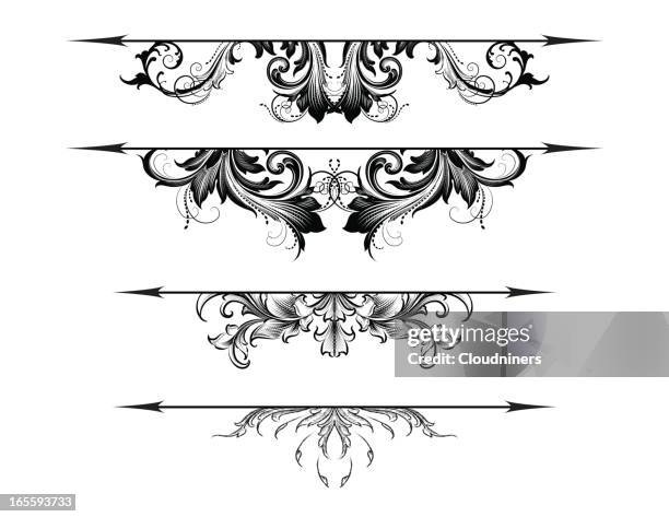 engraved rule lines - split arrow stock illustrations