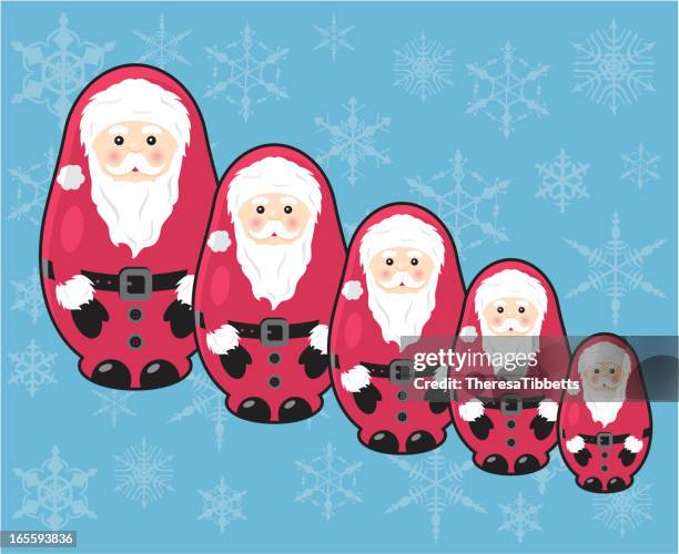 santa russian doll set - nesting doll stock illustrations
