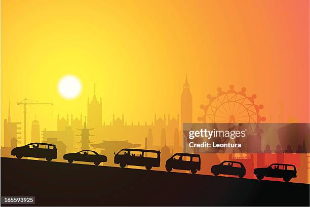 london rush hour - twilight drive stock illustrations