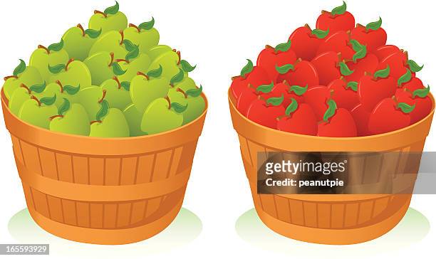 apple baskets - fruit basket stock illustrations