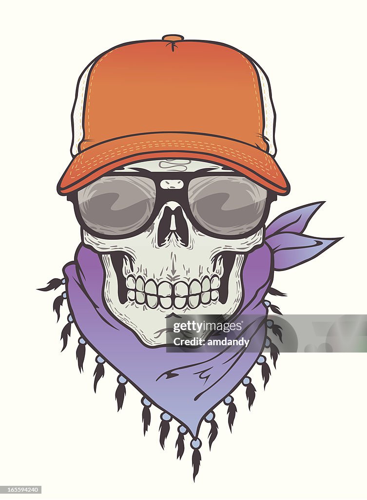 Skull with Truck cap and Specs