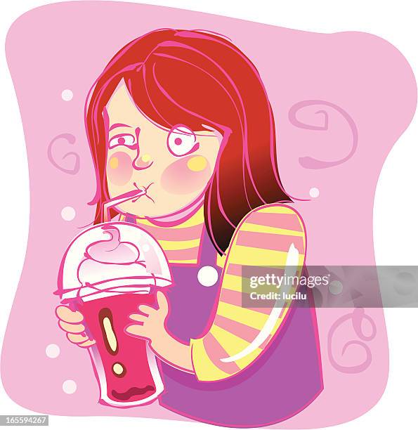 frappalicious - drinking juice stock illustrations