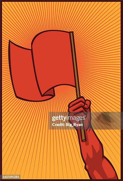 flag waver - hand holding flag vector stock illustrations