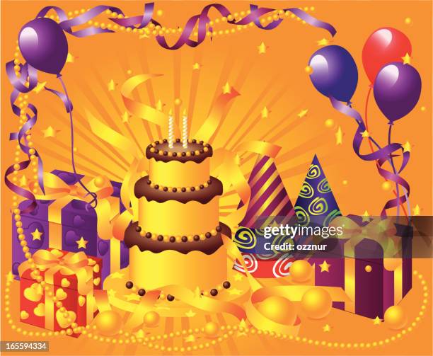 happy birthday - chocolate mousse cake stock illustrations