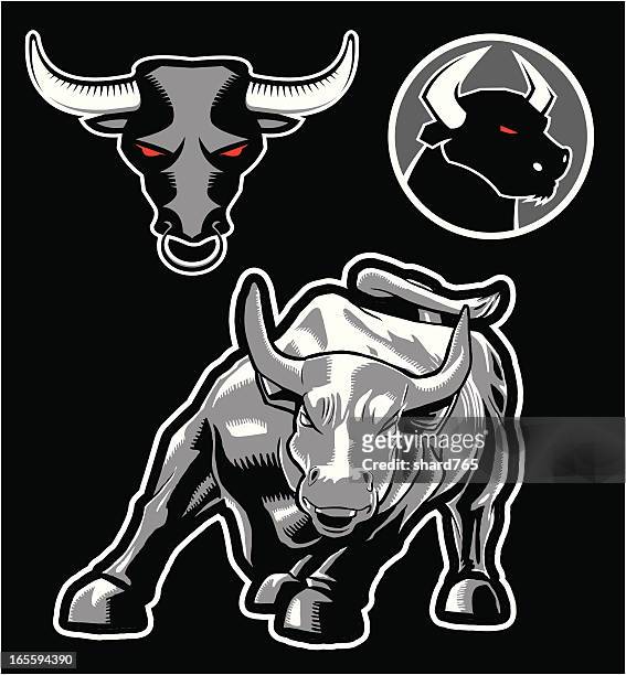 bull - animals charging stock illustrations