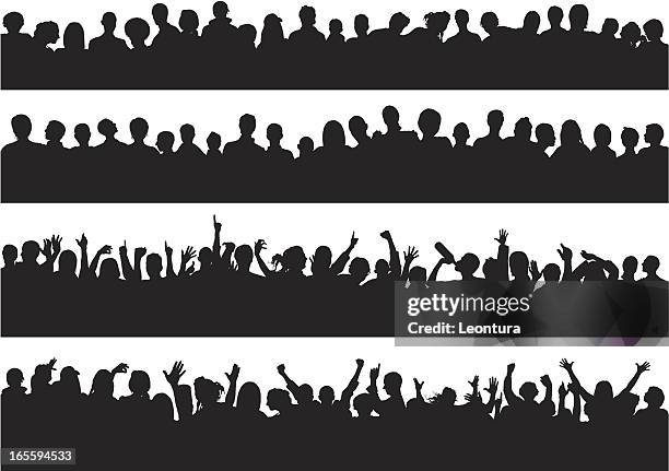 quiet and loud crowds - crowd surfing stock illustrations