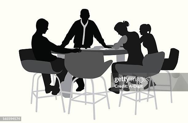 black jack players vector silhouette - table isolated stock illustrations