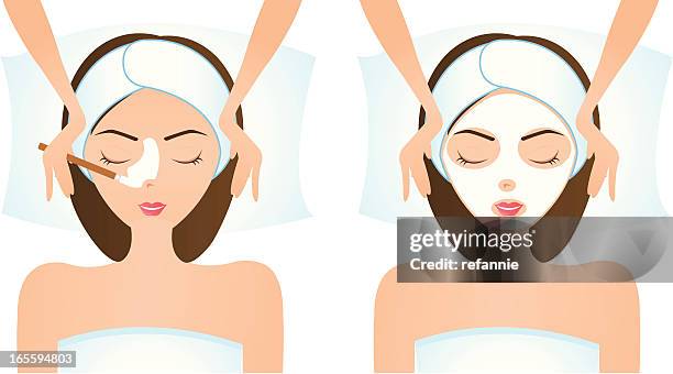 face mask 2 - mud therapy stock illustrations