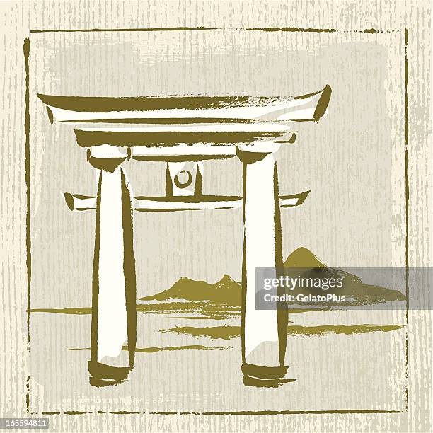 japan landmark - torii gates stock illustrations