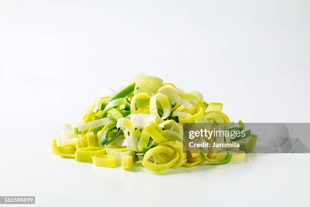 sliced leek - chopped food stock pictures, royalty-free photos & images