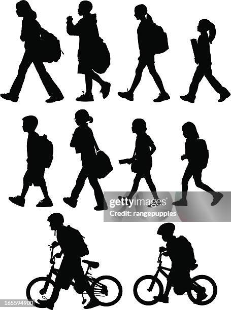 stockillustraties, clipart, cartoons en iconen met back to school - meisjes
