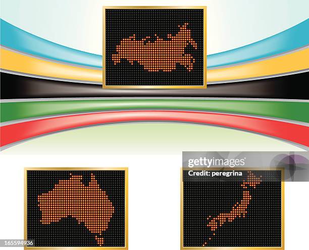 russia, australia and japan olympic billboard - japan billboard stock illustrations