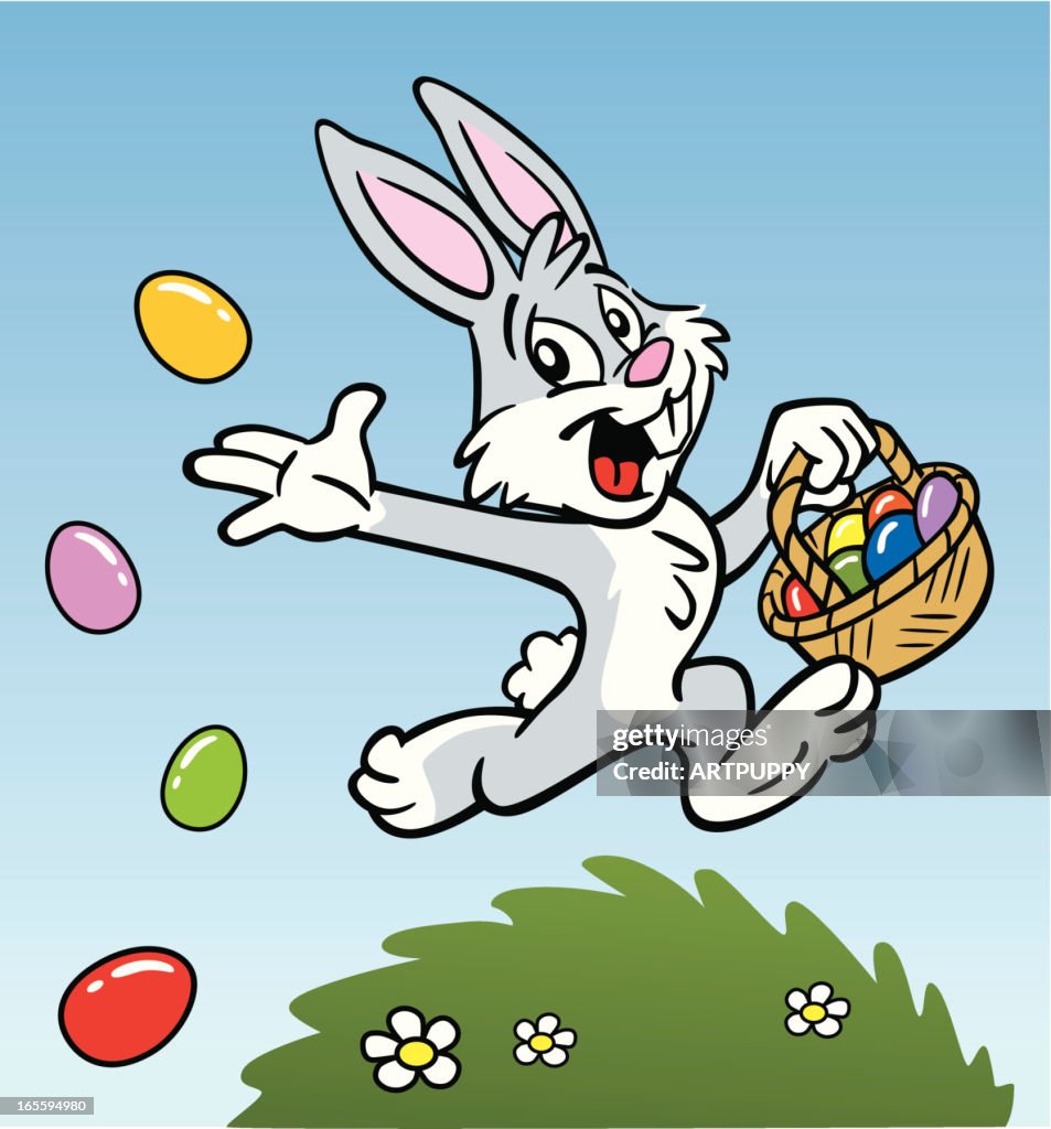 Easter Bunny Giving Eggs