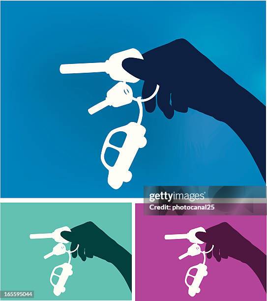 hand with a car keys - magenta car stock illustrations