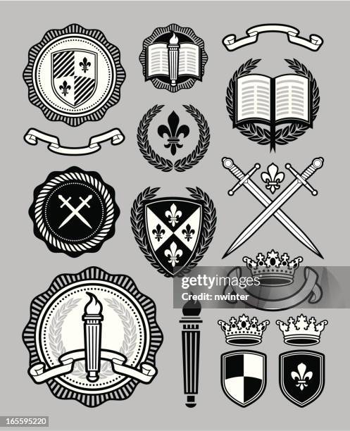 illustrations, cliparts, dessins animés et icônes de collection style universitaire - sword