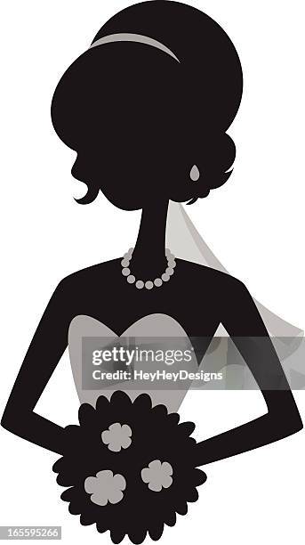 ready bride silhouette - wedding nerves stock illustrations
