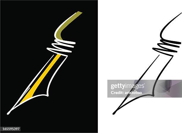stockillustraties, clipart, cartoons en iconen met fountain pen nib - vulpen
