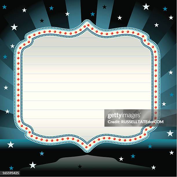 blue movie sign - drive in restaurant stock illustrations