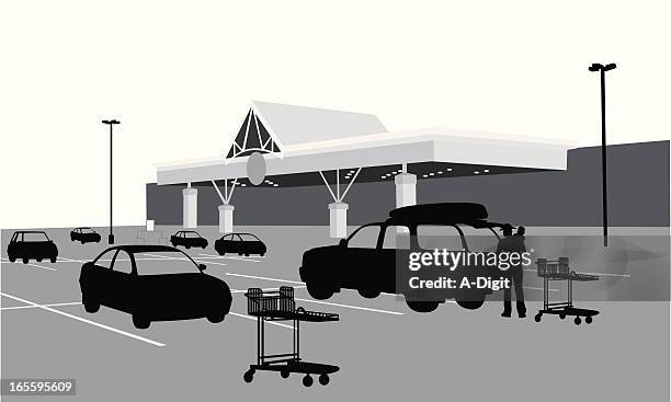 food store vector silhouette - single dad stock illustrations