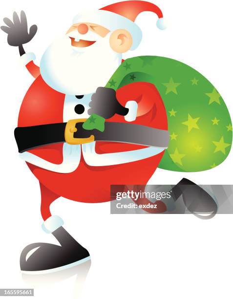 happy santa - old man running stock illustrations