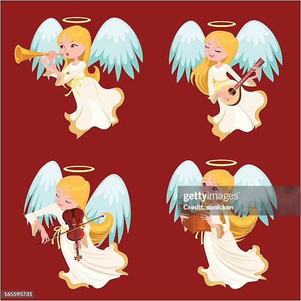 weihnachten engel kollektion - engel stock-grafiken, -clipart, -cartoons und -symbole